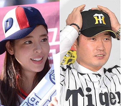 탤런트 김규리와 야구 선수 오승환/뉴시스