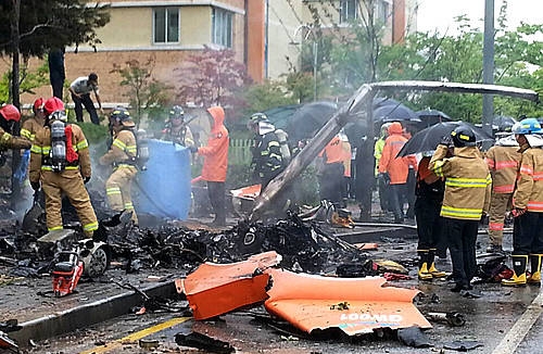 광주 도심서 헬기 추락/뉴시스
