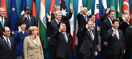 G20 정상 기념촬영하는 박 대통령/뉴시스