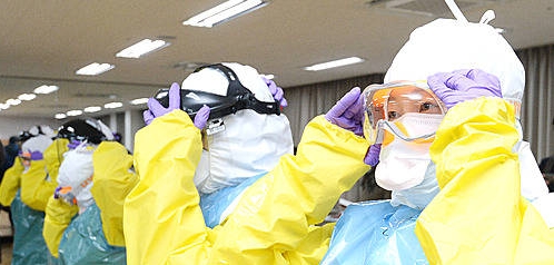 에볼라 파견교육 받는 간호장교들 /뉴시스