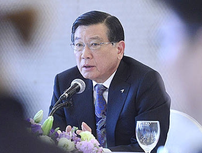 기자들과 간담회 갖는 박삼구 회장/뉴시스