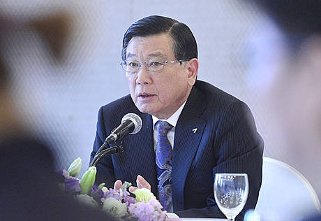 기자들과 간담회 갖는 박삼구 회장/뉴시스