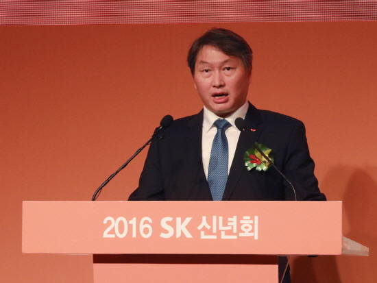 신년사 하는 최태원 회장 <사진 뉴시스>