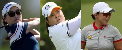 미국여자프로골프(LPGA) 투어 시즌 두 번째 메이저대회인 'KPMG 위민스 PGA 챔피언십'에 출전하는 유소연, 박인비, 신지애(왼쪽부터)/뉴시스
