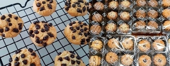 '미미쿠키'가 판매하던 쿠키(왼쪽)와 한 소비자가 포장 둔갑 판매 의혹을 제기한 대형마크 쿠키 제품. 미미쿠키 측은 결국 의혹을 시인한 뒤 판매를 중단했다.(사진=온라인 커뮤니티 캡처)