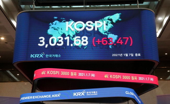 코스피가 종가 기준 3000을 돌파하며 '삼천피 시대'를 열었다.