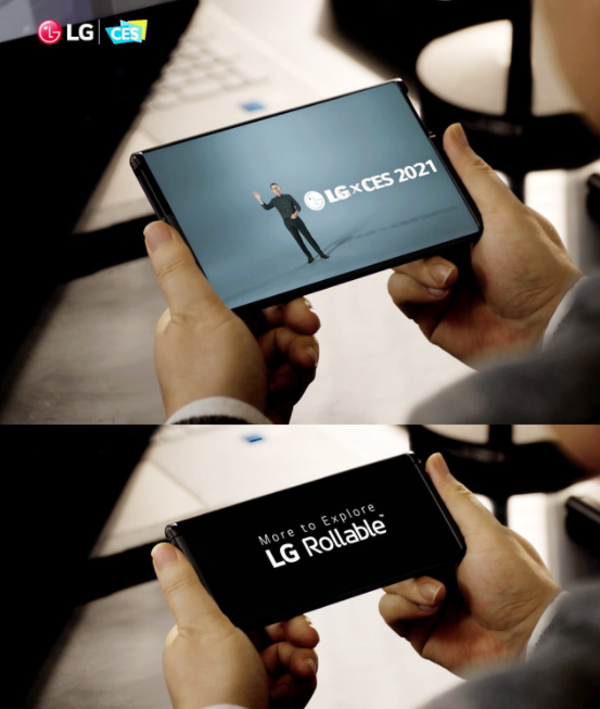 LG전자의 차세대 전략 스마트폰 LG 롤러블(LG Rollable)이 미 동부시간 13일 오후(한국시간 14일 아침) CES 공식 어워드 파트너인 엔가젯(Engadget)이 시상하는 CES 2021 최고상(2021 Best of CES Awards)에서 최고 모바일 기기(Best Phone or Mobile Device)로 선정됐다. 사진은 CES 2021 개막 첫 날 진행된 LG전자 프레스 콘퍼런스에서 공개된 LG 롤러블의 모습 (제공=LG전자)