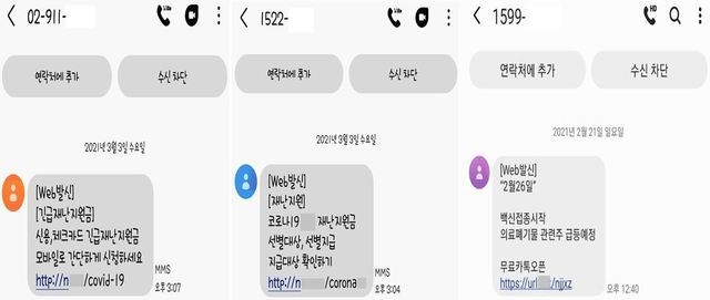 보이스피싱 실제 사기 문자 예시. (사진=금융감독원 제공)