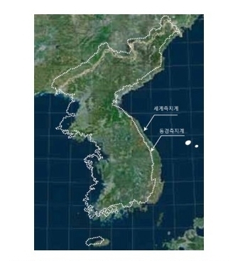  <세계측지계 변환 전·후 위치의 변화>
