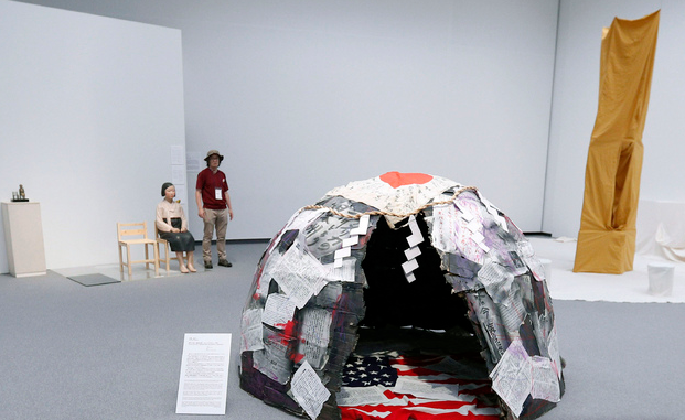 지난 2019년 8월 3일 '평화의 소녀상'을 비롯한 작품이 '아이치(愛知) 트리엔날레' 전시장에 전시된 모습.