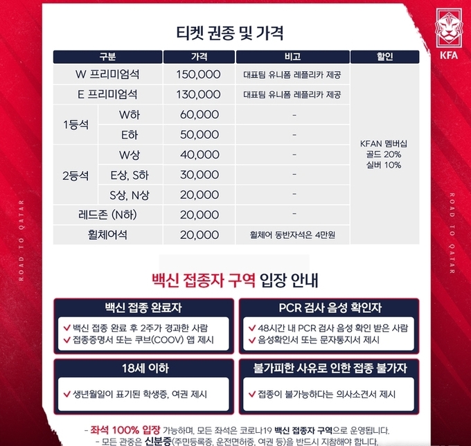  한국-UAE 월드컵 최종예선 5차전 홈 경기 입장권 판매. (사진=대한축구협회 제공)