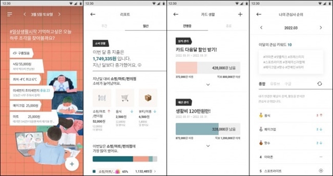 고객 일상을 데이터로 자동 기록하는 LG CNS 마이데이터 하루조각 앱 화면. ⓒ 파이낸셜데일리 / LG CNS