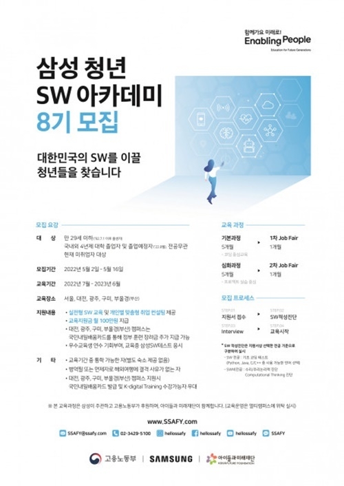 삼성청년SW아카데미 8기 교육생 모집 포스터. ⓒ 파이낸셜데일리 / 삼성