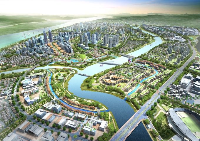 부산에코델타 스마트시티(세물머리 지구) 중심 조감도 ⓒ 파이낸셜데일리 / 한국수자원공사