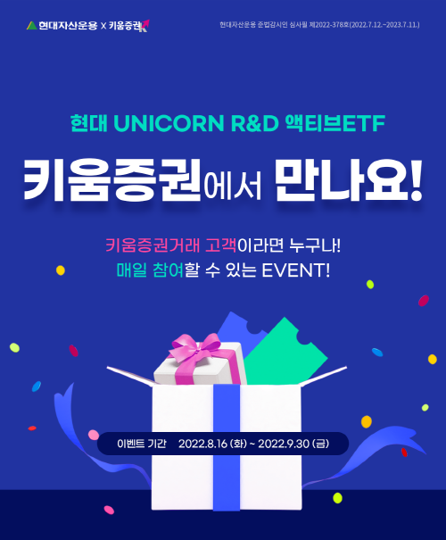 현대 UNICORN R&D 액티브ETF 거래 이벤트 ⓒ 파이낸셜데일리 / 현대자산운용