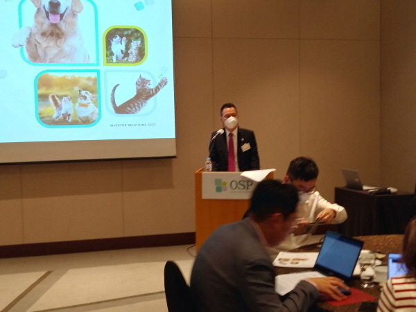 기자간담회 에서 회사 설명하는 강재구 대표이사 ⓒ 파이낸셜데일리 / 정경춘 기자
