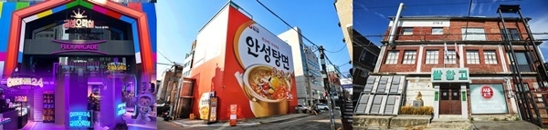 (좌측부터) 이마트24 ‘이마트24 금성점’ 팝업스토어, 농심 ‘파스타랑 안성탕면 한글잔치’, CJ제일제당 ‘쌀창고등학교’. ⓒ 파이낸셜데일리 / 각사 제공