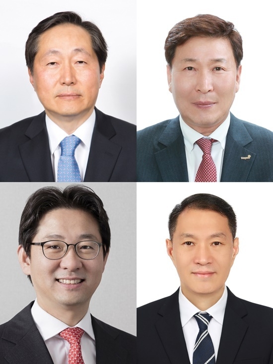 이명우 동원산업 사업지주부문 부회장(좌상), 김성용 동원F&B 대표이사 사장(내정)(우상), 정문목 동원홈푸드 식재FS외식부문 대표이사 사장(좌하), 민은홍 동원산업 사업부문 대표이사 부사장(우하). ⓒ 파이낸셜데일리 / 동원그룹