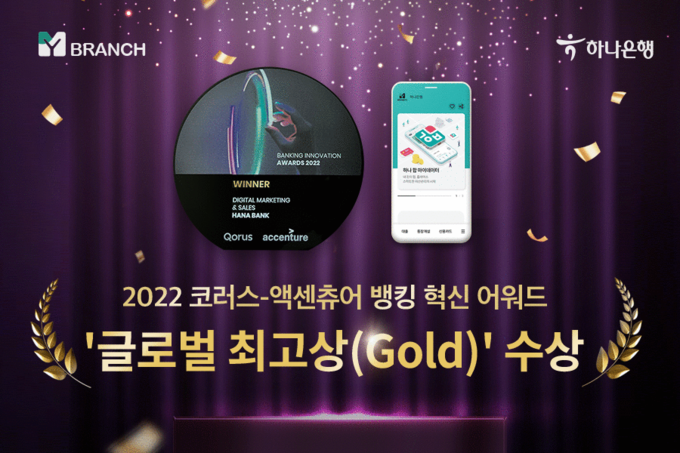 하나은행, 『2022 코러스-엑센츄어 뱅킹 혁신 어워드』 글로벌 최고상(Gold) 수상 ⓒ 파이낸셜데일리 / 하나은행