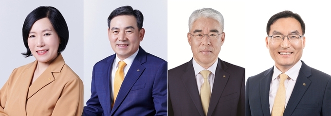 좌측부터 KB증권 박정림 WM부문 대표이사, KB증권 김성현 IB부문 대표이사, KB손해보험 김기환 대표이사, KB자산운용 이현승 대표이사 ⓒ 파이낸셜데일리 / KB금융그룹