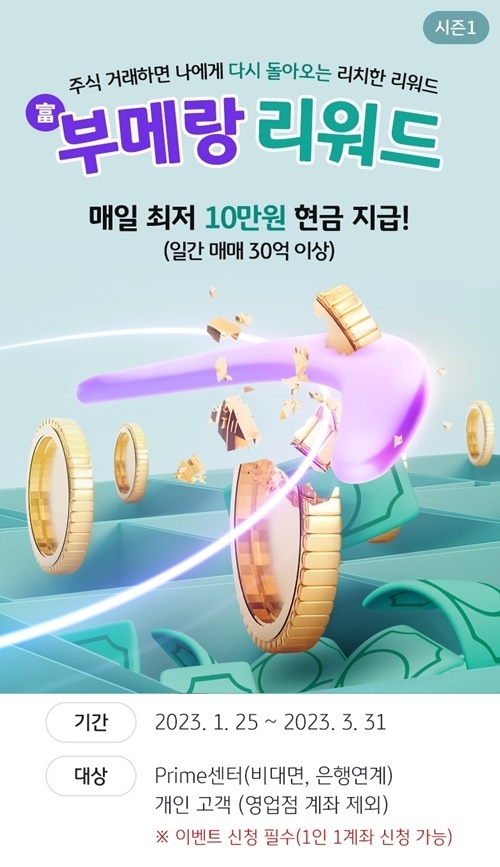 KB증권 '부메랑 리워드 시즌 1 이벤트' 홍보 이미지. ⓒ 파이낸셜데일리 / KB증권