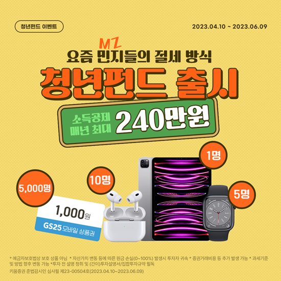 키움증권 청년펀드판매 이벤트 홍보 이미지. ⓒ 파이낸셜데일리 / 키움증권