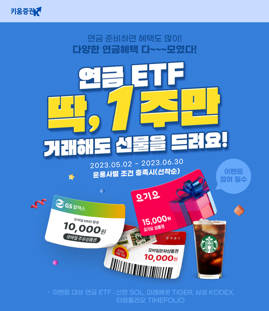 키움증권, ‘연금 ETF 딱 1주만거래해도 선물을 드려요’ 이벤트 홍보 이미지. ⓒ 파이낸셜데일리 / 키움증권