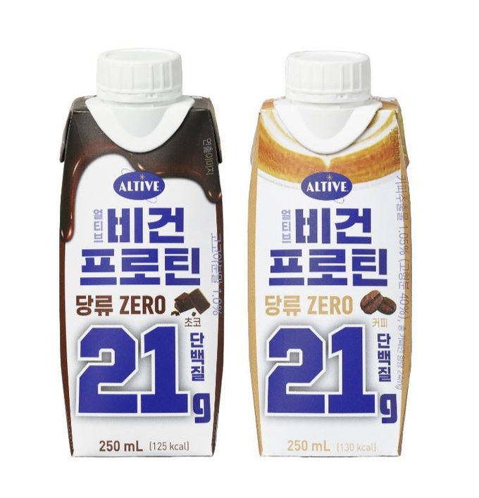 단백질 함량을 높인 <얼티브 비건 프로틴> 2종(초코·커피맛) ⓒ 파이낸셜데일리 / CJ제일제당