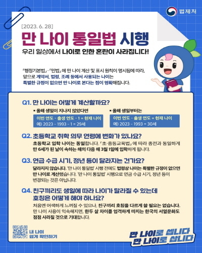 만 나이 Q&A 포스터(법제처 제공)ⓒ파이낸셜데일리