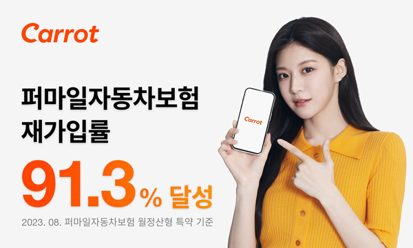 캐롯 퍼마일자동차보험 재가입률 91.3% 달성 홍보 이미지. ⓒ 파이낸셜데일리 / 캐롯손해보험