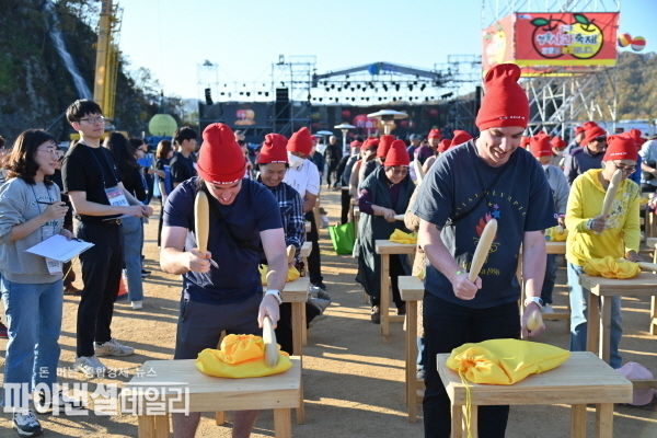  꿀잼-사과난타 흥겨운 축제 현장 ⓒ파이낸셜데일리/청송군