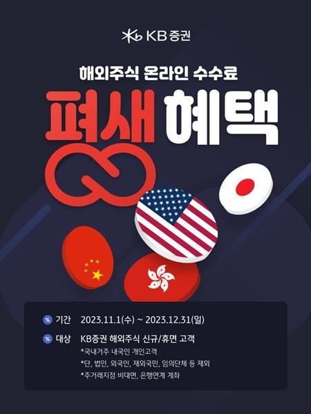 해외주식 온라인 수수료 평생 혜택 이벤트 홍보 이미지. ⓒ 파이낸셜데일리 / KB증권