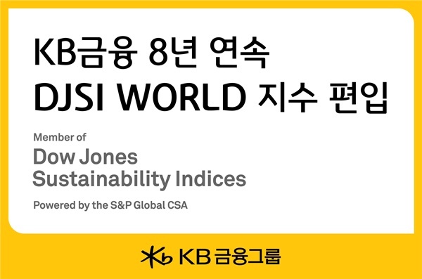 KB금융, 8년연속 DJSI 월드지수 편입 홍보 이미지. ⓒ 파이낸셜데일리 / KB금융