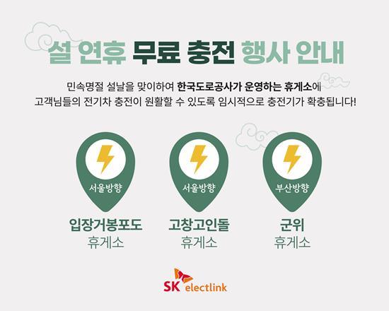 SK일렉링크 설 연휴 휴게소 무료 충전 서비스. ⓒ 파이낸셜데일리 / SK일렉링크