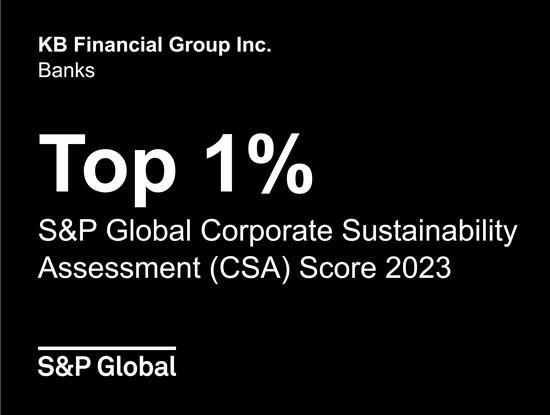 KB금융이 S&P 글로벌 '2023 기업 지속가능성 평가'에서 'TOP 1'기업으로 선정됐다. ⓒ 파이낸셜데일리 / KB금융
