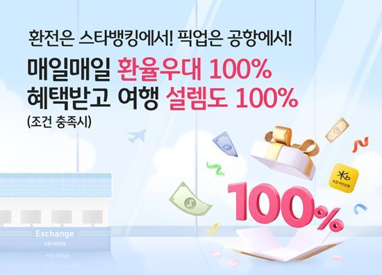 ‘매일매일 환율우대 100% 쿠폰 증정 이벤트’ 홍보 이미지. ⓒ 파이낸셜데일리 / KB국민은행