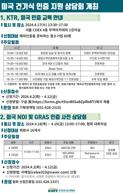 해외인증상담회 포스터. ⓒ 파이낸셜데일리 / 건기식협회