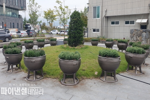 도로변 화단에 가을을 알리는 국화를 식재 현장 ⓒ파이낸셜데일리/고령군