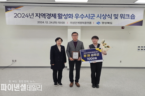 '지역경제 활성화 시책 평가'에서 장려상을 수상 ⓒ파이낸셜데일리/성주군