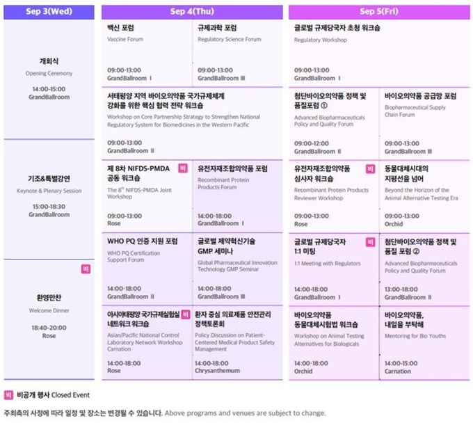  2025 글로벌바이오콘퍼런스(GBC) 일정표. ⓒ 파이낸셜데일리 / 식약처