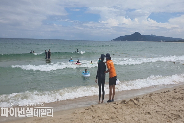 최근 동해안에 푸른우산관해파리(지름 2~3cm 푸른색 동전처럼 둥근 모양)대량 출현ⓒ파이낸셜데일리/경북도