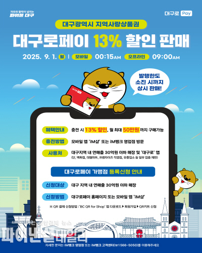 대구사랑상품권 ‘대구로페이’ 포스터ⓒ 파이낸셜데일리/대구시